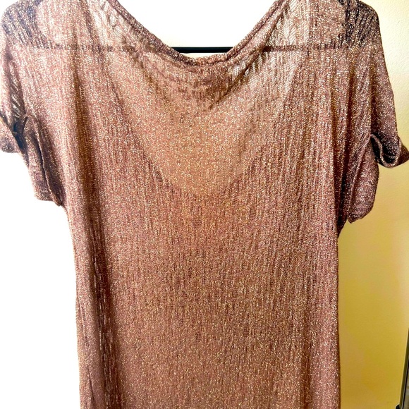 Tan See Through Bedazzled Cross V Cut - Picture 3 of 3